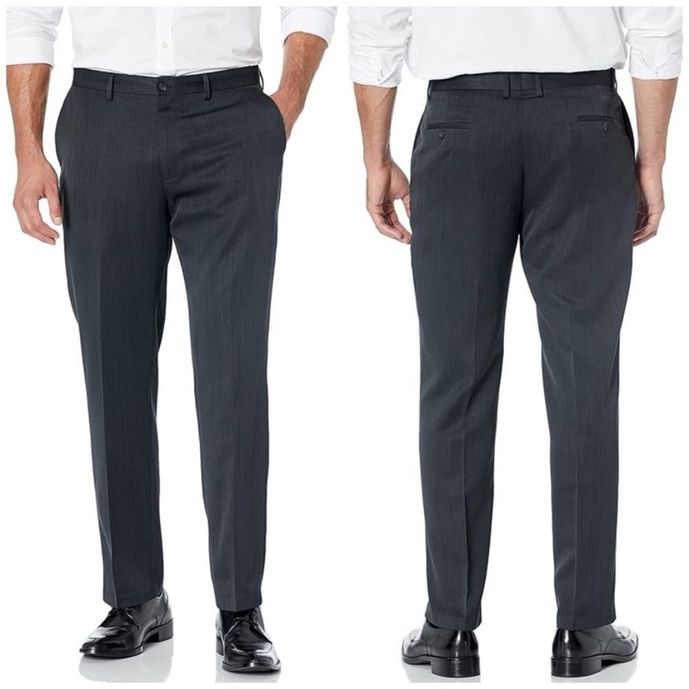 Haggar Men's Dress Pants No Iron‎ Charcoal Gray Size 38 x 32
